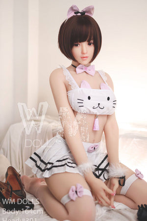 Sex doll in a cat-themed outfit with visible branding on a neutral background
